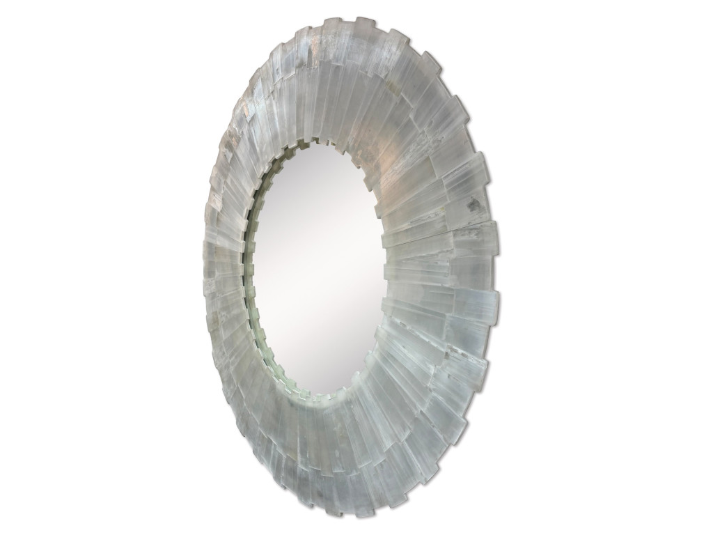 Selenite Round Mirror