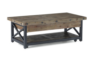 Carpenter Brown Rectangular Lift-Top Coffee Table with Casters