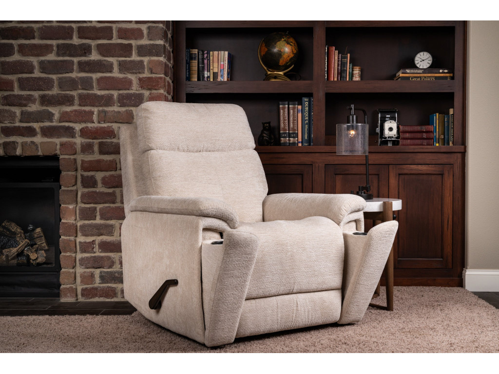 Refined Pearl Fabric Perfect Match Swivel Gliding Recliner