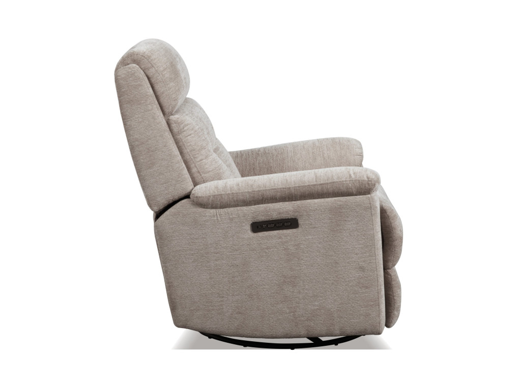Sophisticated Oat Fabric Perfect Match Power Swivel Gliding Recliner with Power Headrest & Lumbar