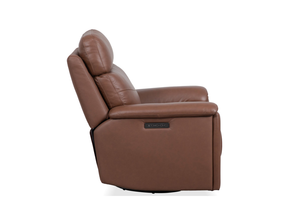 Refined Hickory Leather Perfect Match Power Swivel Gliding Recliner with Power Headrest & Lumbar