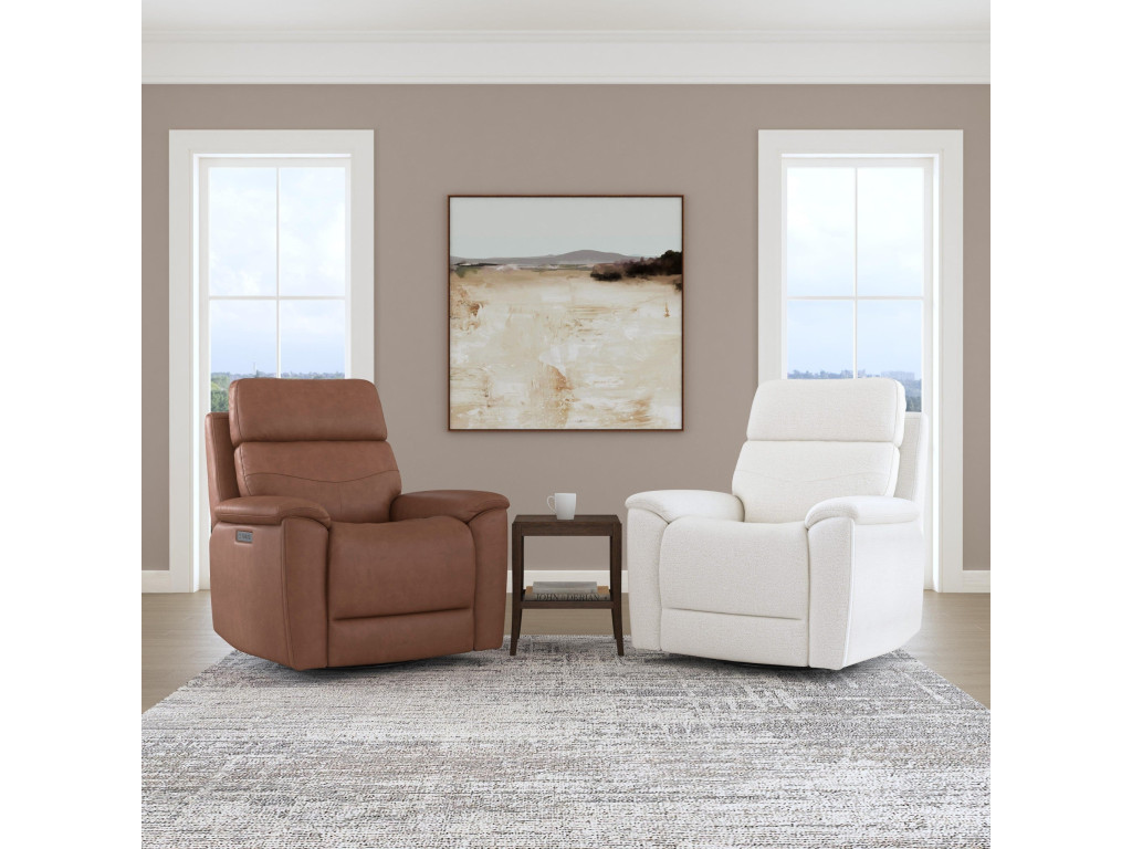 Refined Hickory Leather Perfect Match Power Swivel Gliding Recliner with Power Headrest & Lumbar