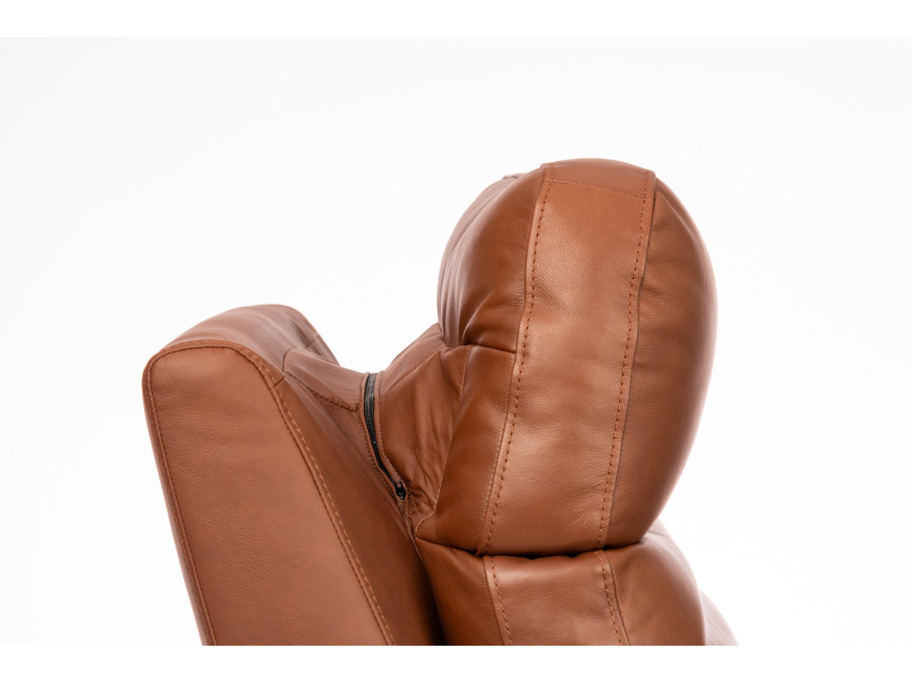 Refined Hickory Leather Perfect Match Power Swivel Gliding Recliner with Power Headrest & Lumbar
