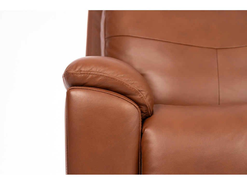 Refined Hickory Leather Perfect Match Power Swivel Gliding Recliner with Power Headrest & Lumbar