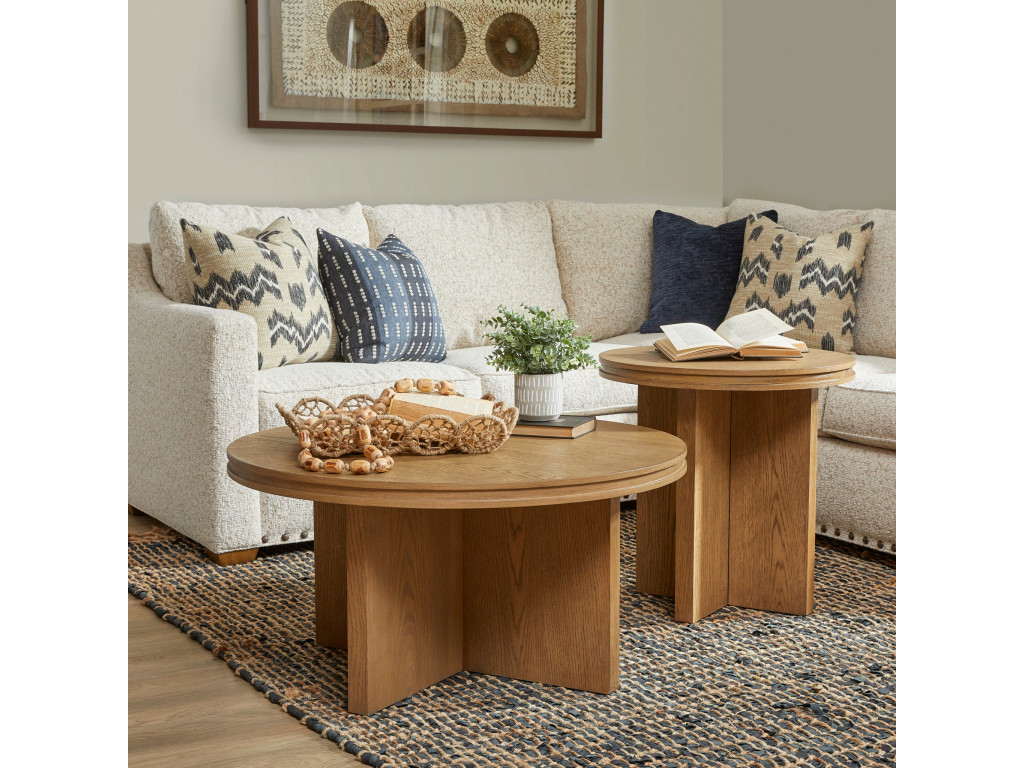 Waterfall Brown Round Coffee Table