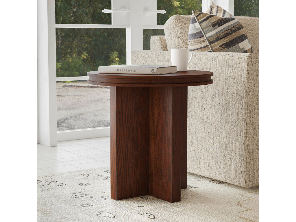 Waterfall Brown Round End Table