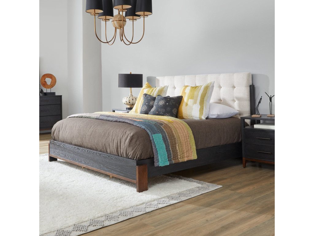 Waterfall Black King Upholstered Bed