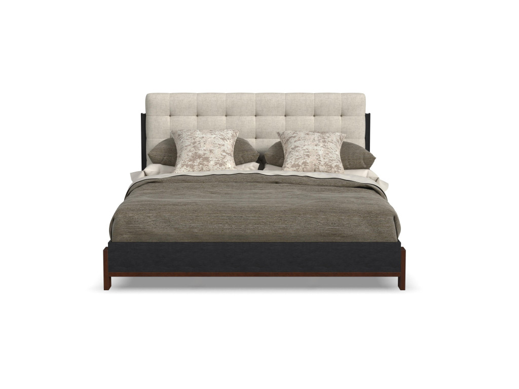 Waterfall Black Queen Upholstered Bed