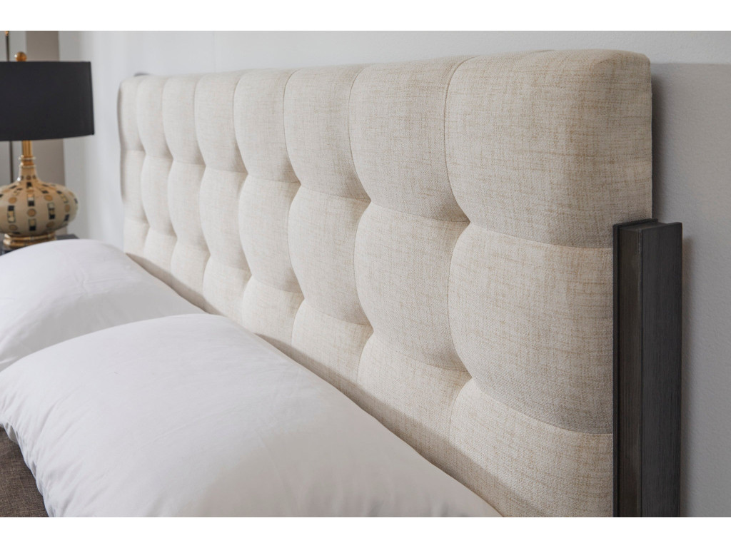 Waterfall Black Queen Upholstered Bed