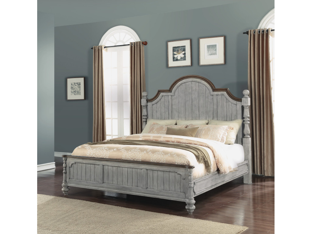 Plymouth Gray King Poster Bed