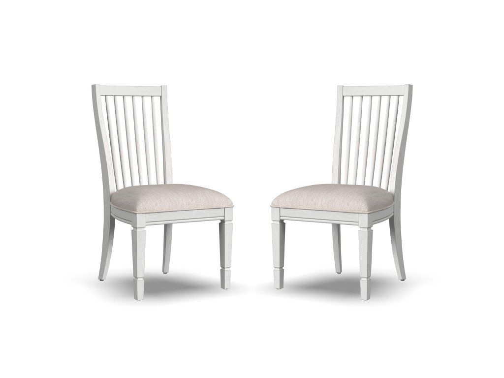 Melody White Fabric Pair of Upholstered Dining Chairs