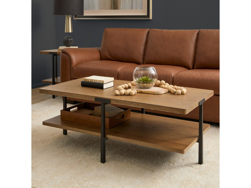 Millwork Brown Rectangular Coffee Table