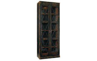 Hooker Furniture Living Room Sanctuary Two-Door Thin Display Cabinet - Ebony