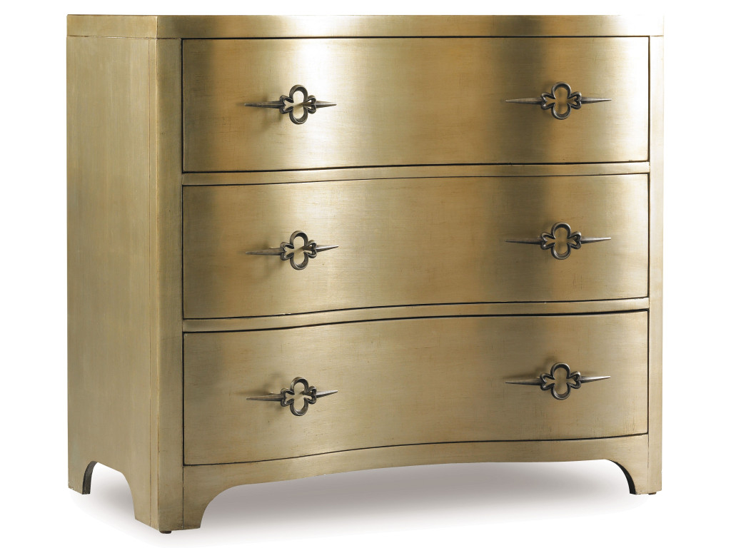 Hooker Furniture Living Room Sanctuary Three-Drawer Shaped Front Gold Chest