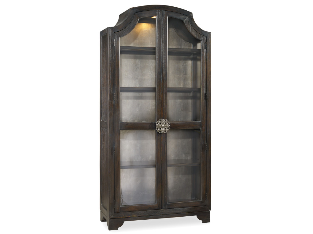 Hooker Furniture Living Room Sanctuary Glass Bunching Curio-Ebony Antiqued Oak