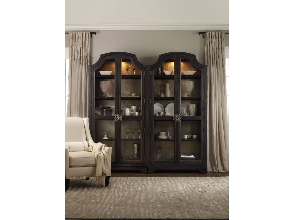 Hooker Furniture Living Room Sanctuary Glass Bunching Curio-Ebony Antiqued Oak