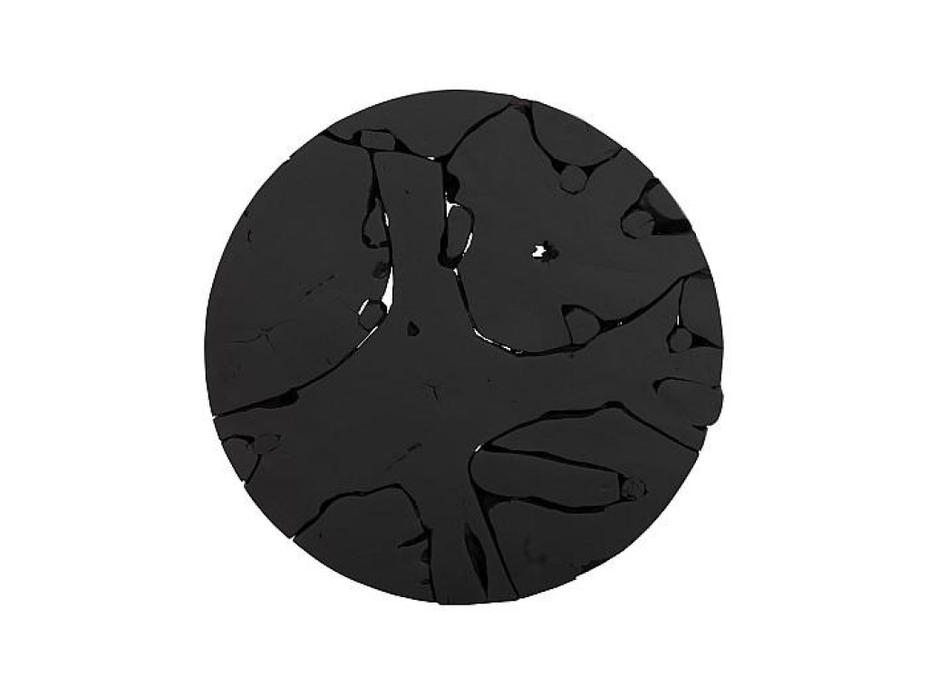 Teak Chunk Round Coffee Table, Black