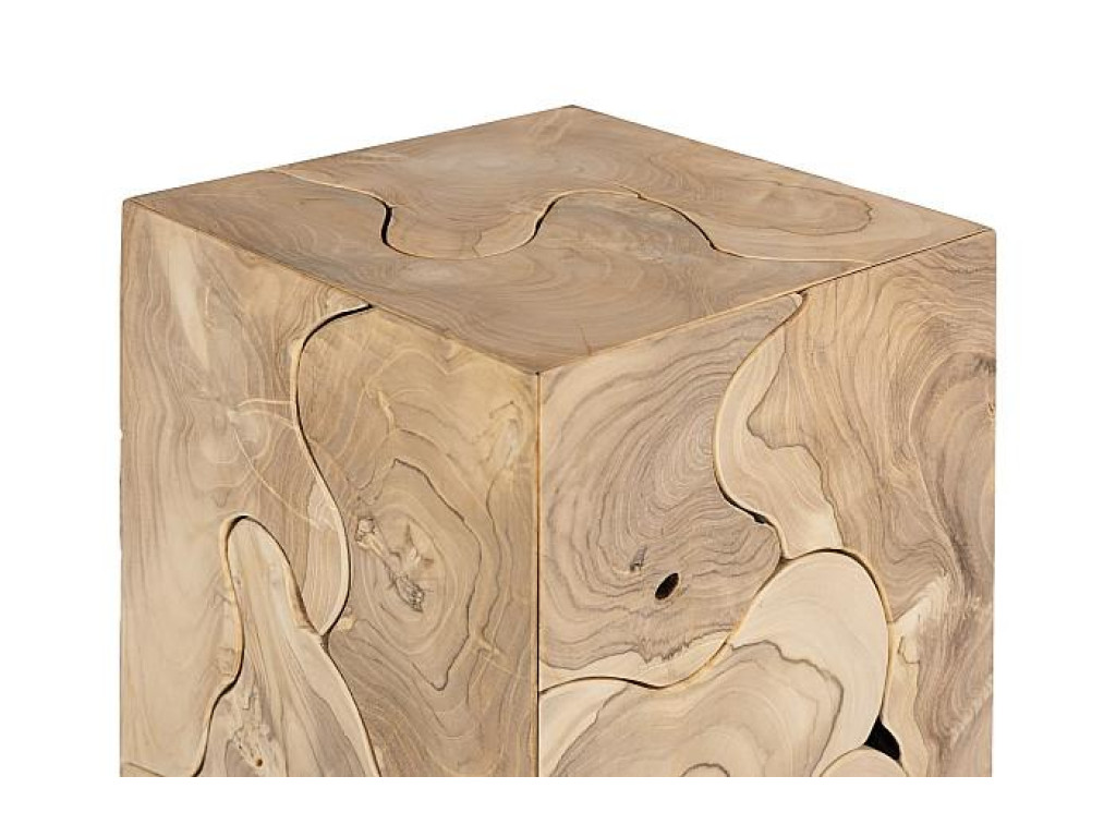 Teak Slice Pedestal, Square, Bleached , SM