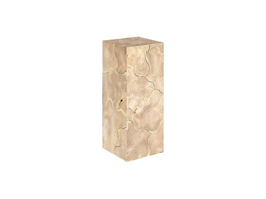 Teak Slice Pedestal, Square, Bleached , MD