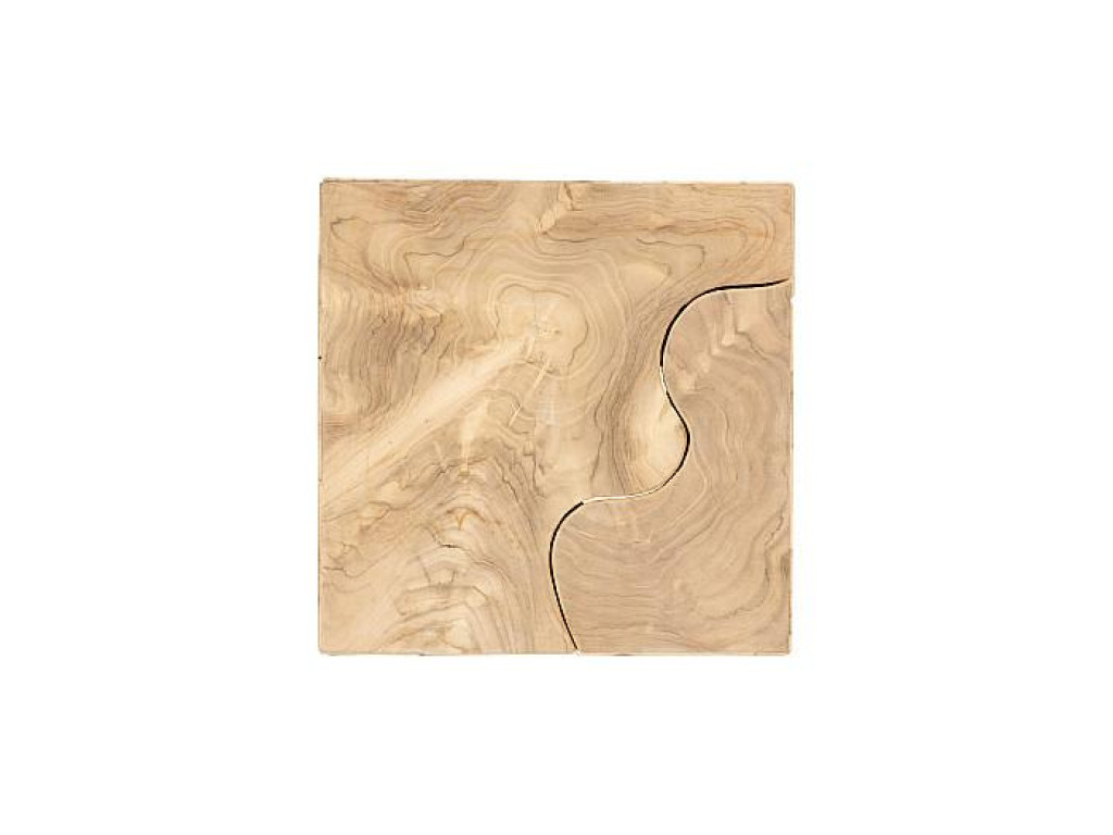 Teak Slice Pedestal, Square, Bleached , LG