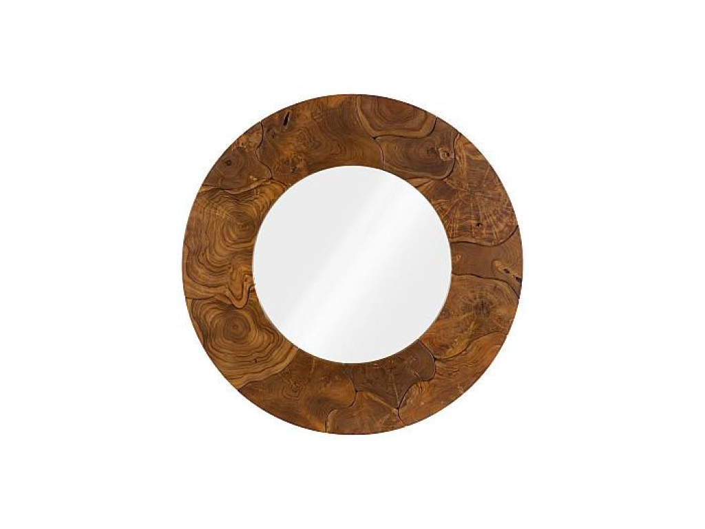 Teak Slice Round Mirror
