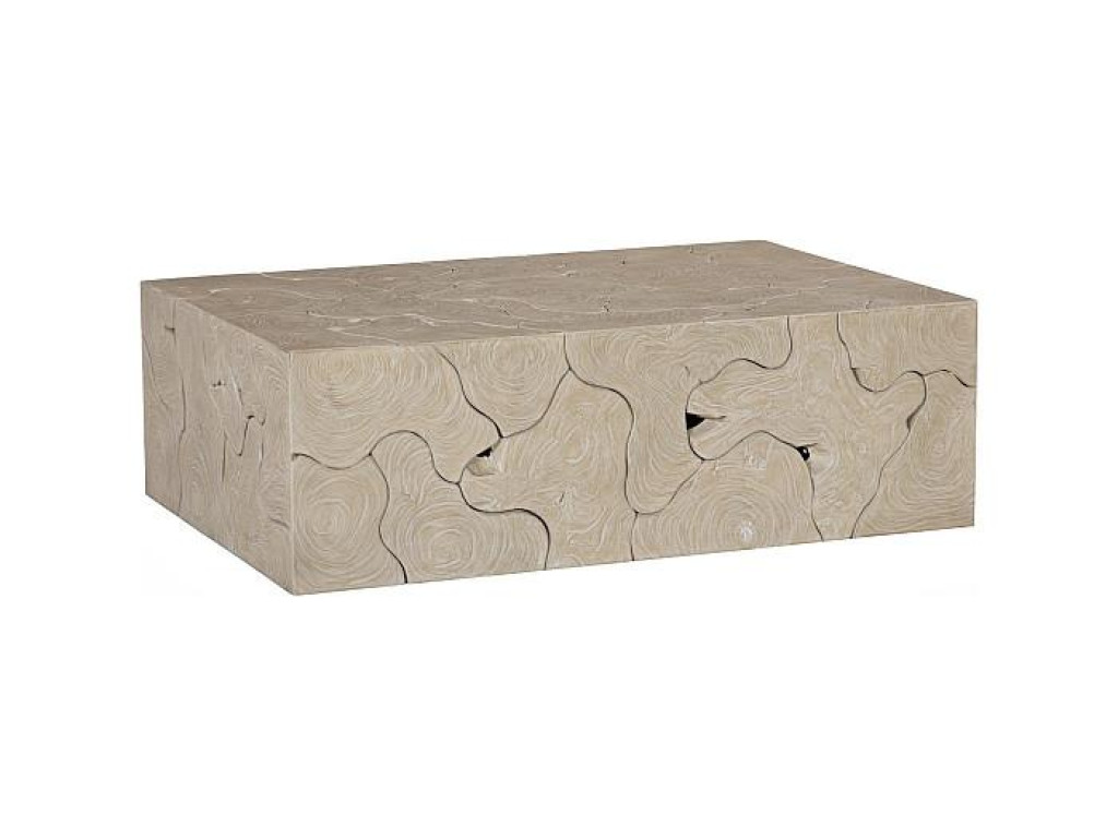 Teak Slice Coffee Table, Rectangle, Oat Finish