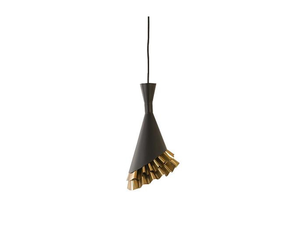 Ruffle Pendant Lamp, Black/Brass