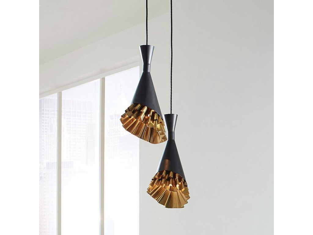 Ruffle Pendant Lamp, Black/Brass