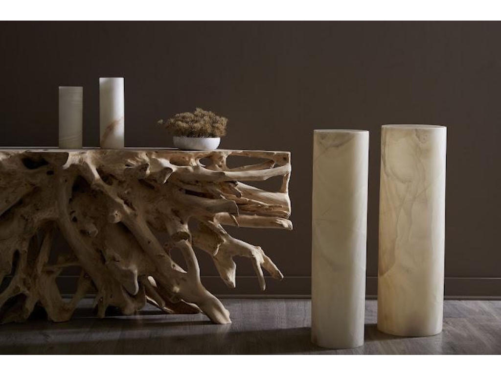 Onyx Lamp Pedestal, Cylindrical, White