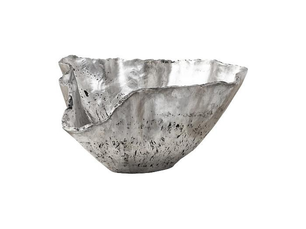 Cast Onyx Bowl, Silver Leaf, Large