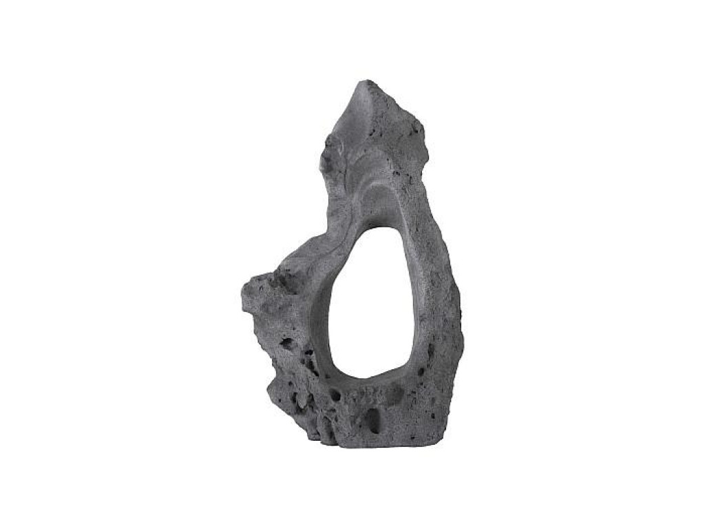 Colossal Cast Stone Sculpture, Single Hole, Charcoal Stone