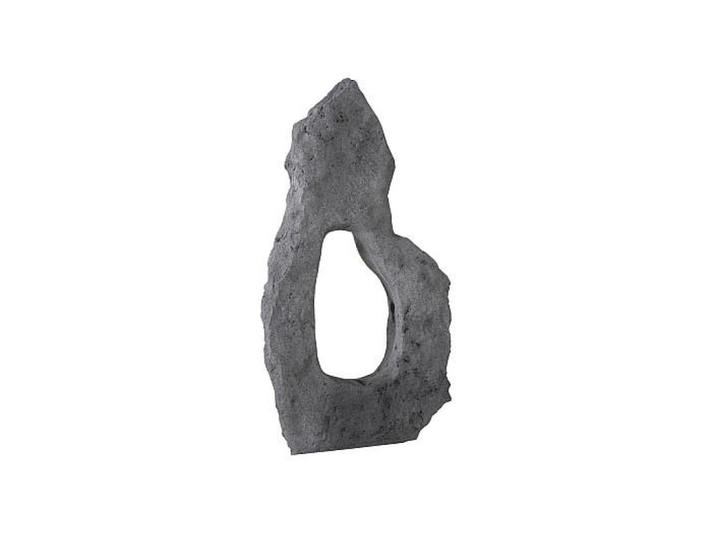 Colossal Cast Stone Sculpture, Single Hole, Charcoal Stone