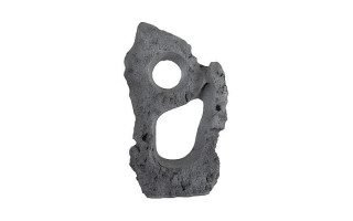 Colossal Cast Stone Sculpture, Two Holes, Charcoal Stone