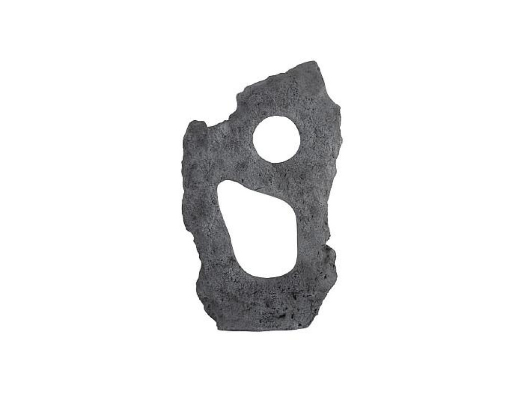 Colossal Cast Stone Sculpture, Two Holes, Charcoal Stone