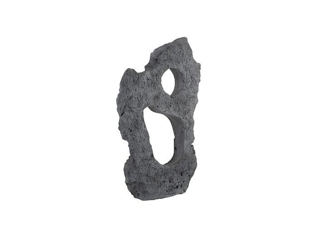 Colossal Cast Stone Sculpture, Two Holes, Charcoal Stone
