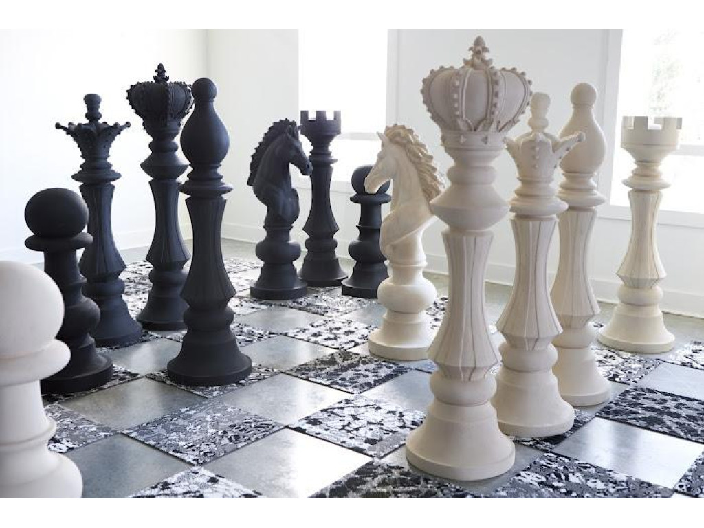 Queen Chess Sculpture, Cast Stone Black