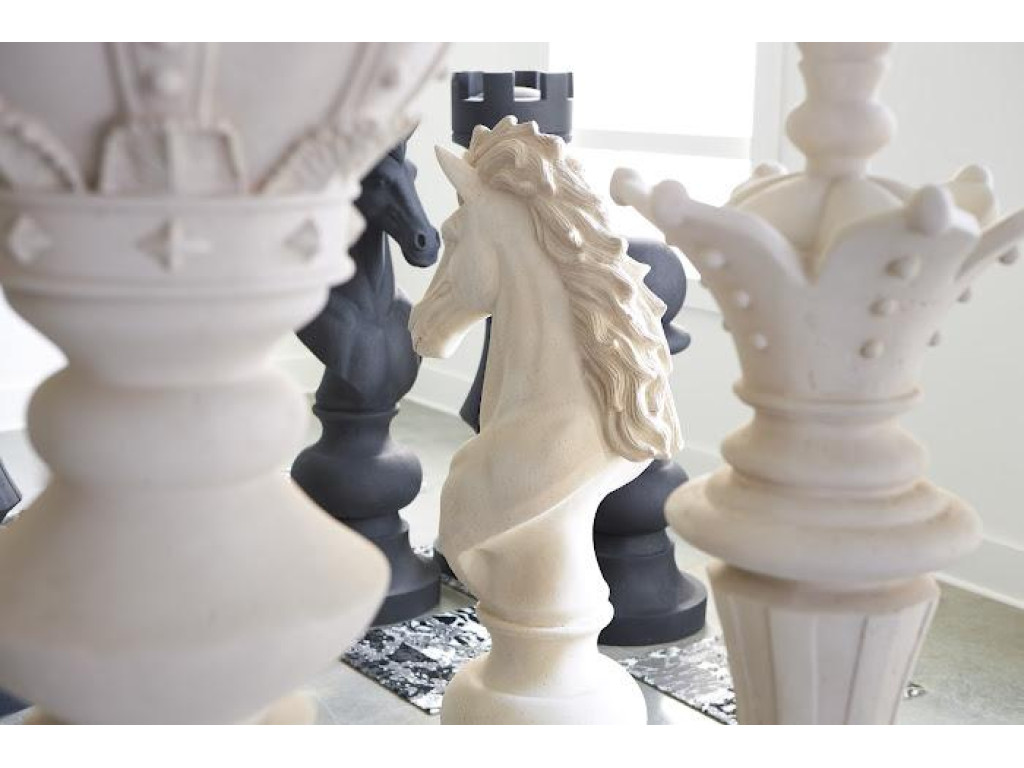 Queen Chess Sculpture, Cast Stone Black