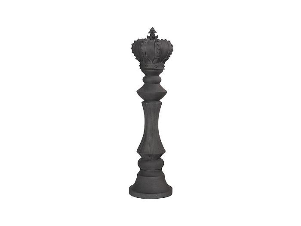 King Chess Sculpture, Cast Stone Black