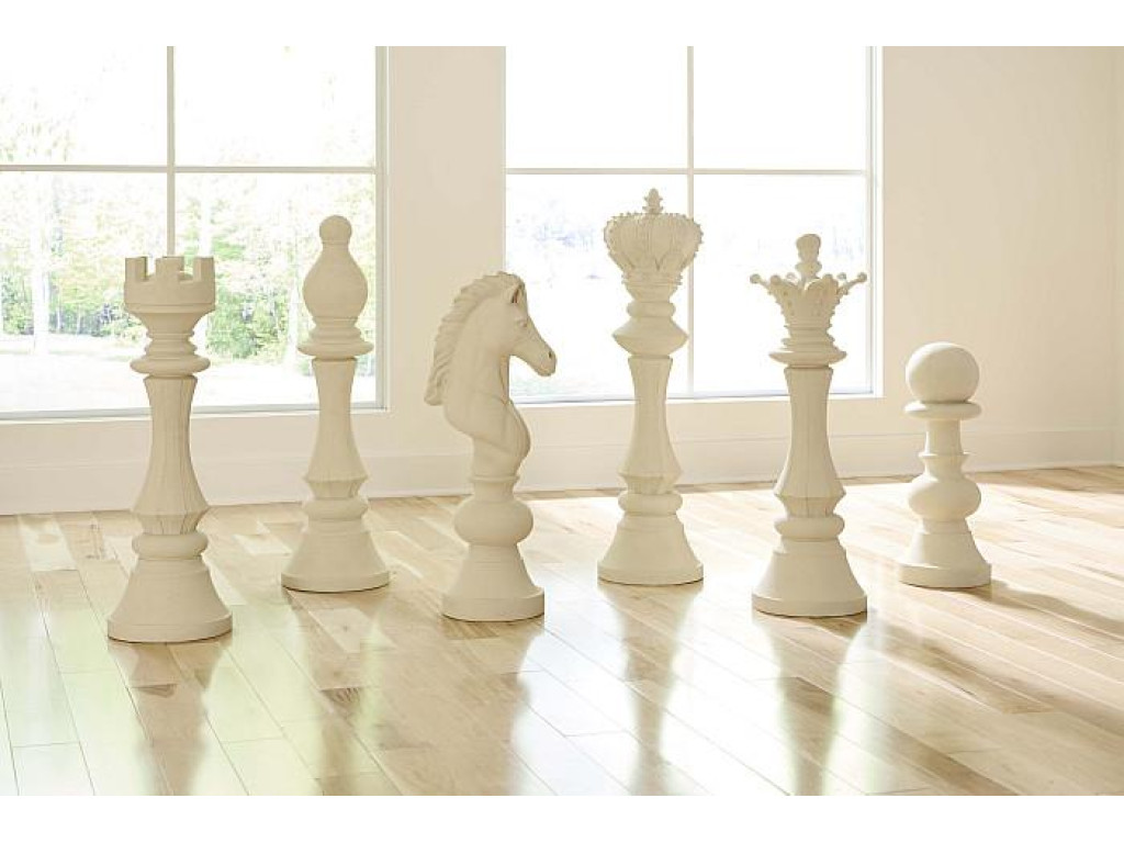 King Chess Sculpture, Cast Stone White, Small