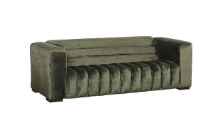 Imperial Sofa, Lush Green Quilting, Dark Brown Metal Frame