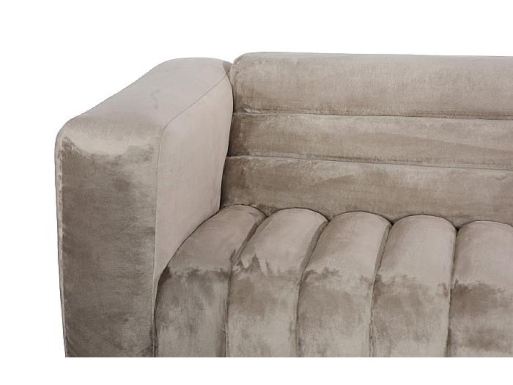 Imperial Sofa, Lush Taupe Quilting, Dark Brown Metal Frame