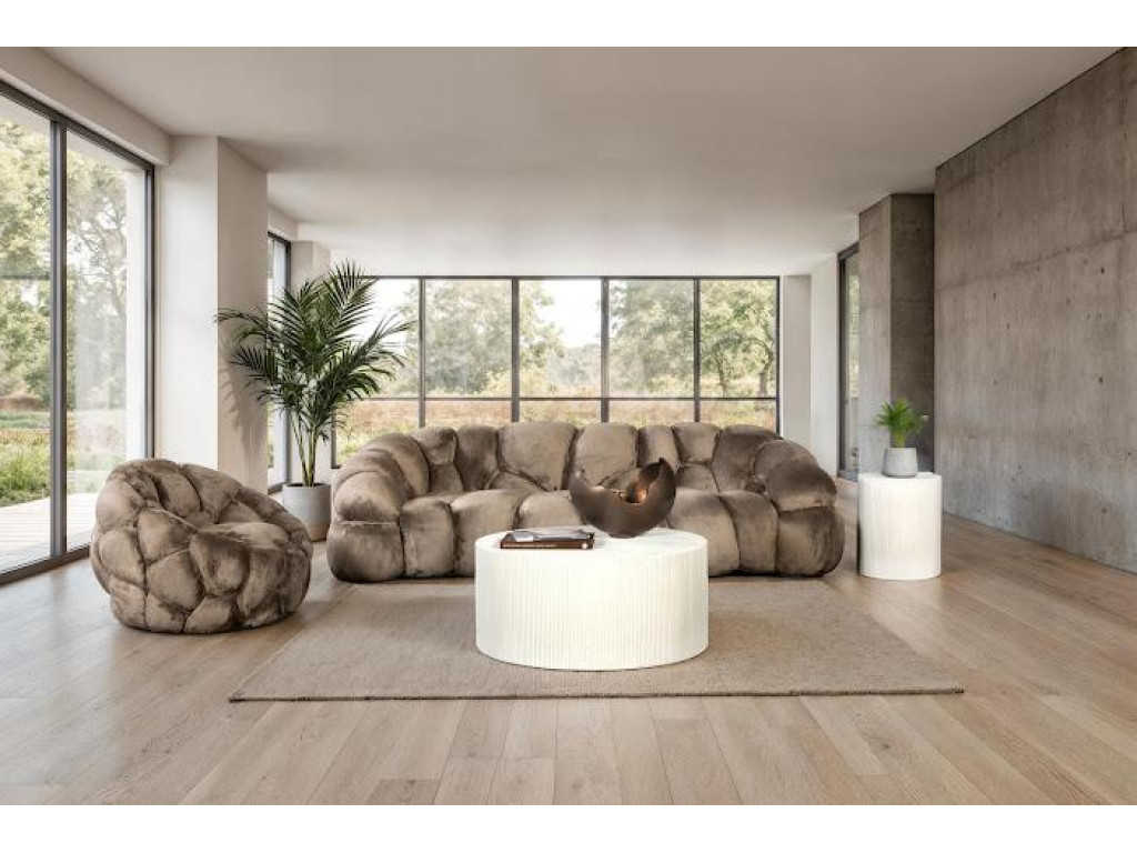 Conrad Sofa, Lush Beige, Dark Brown Metal Frame