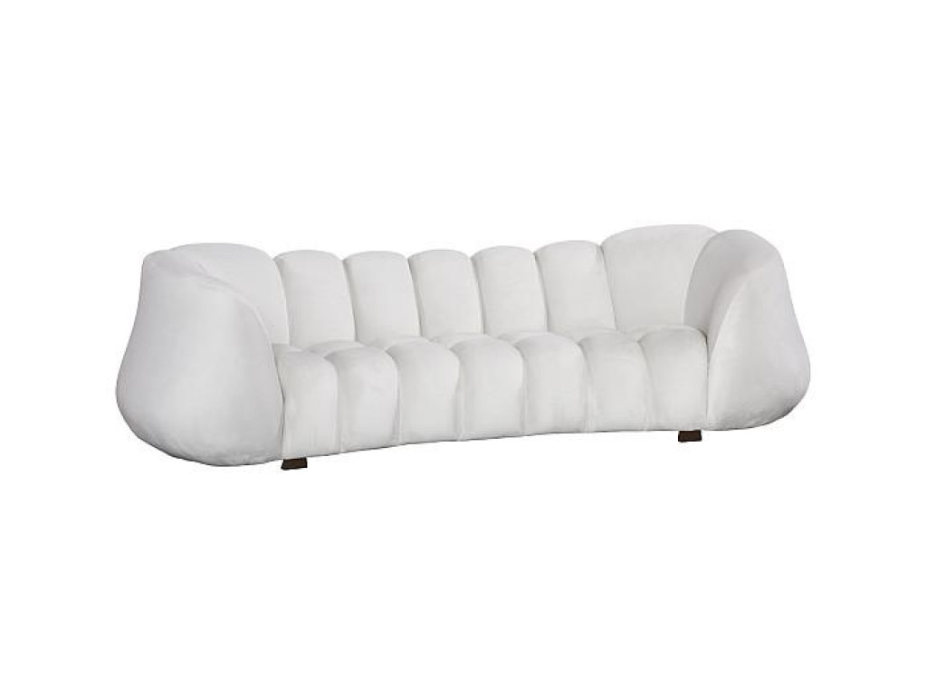 Arizona Sofa, Velvet Cool Cream, Dark Brown Metal Frame