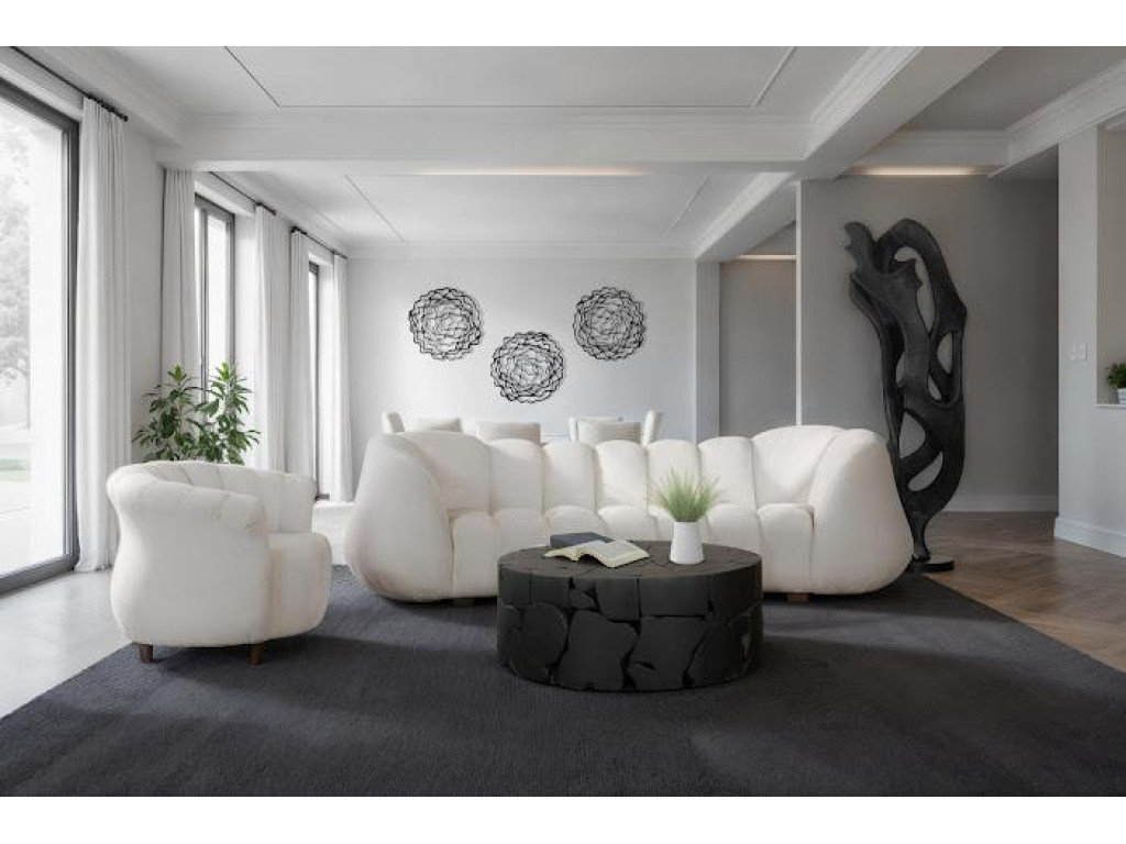 Arizona Sofa, Velvet Cool Cream, Dark Brown Metal Frame