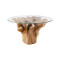 Root Dining Table Base, 60 Round Glass Top, Faux Bois thumbnail 1