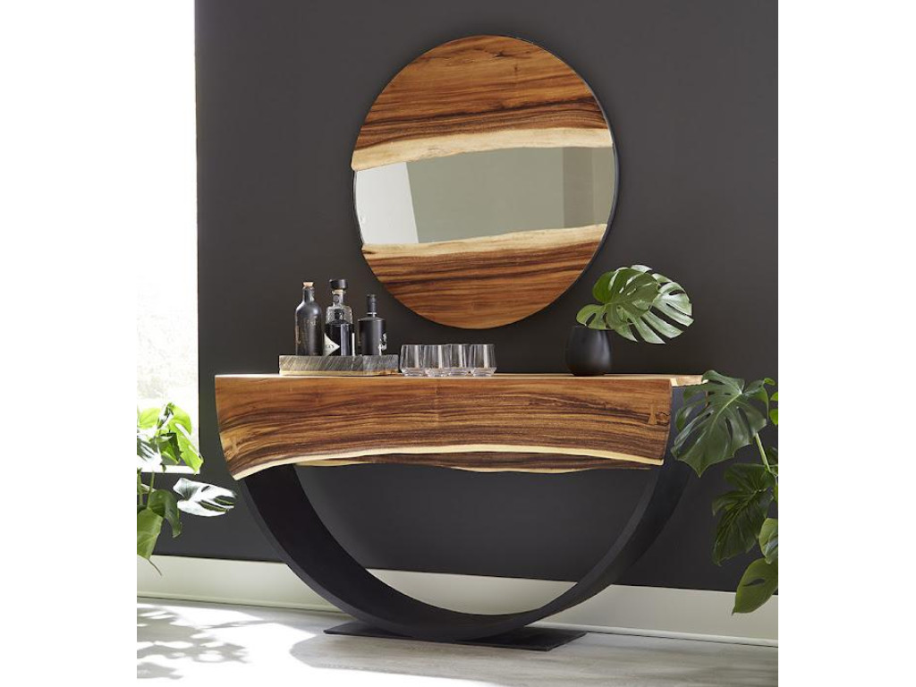 River Mirror, Natural, Round