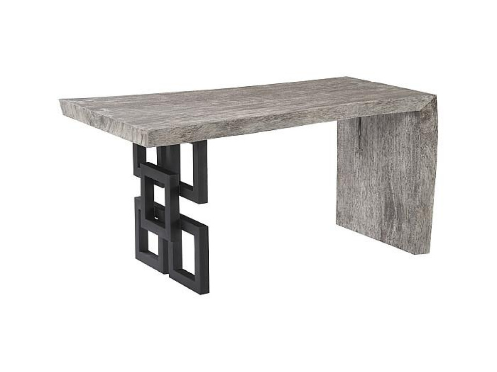 Waterfall Desk, Gray Stone, Satin Black Overlap Leg