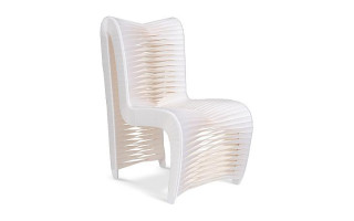 Seat Belt Dining Chair, High Back, White/Off-White