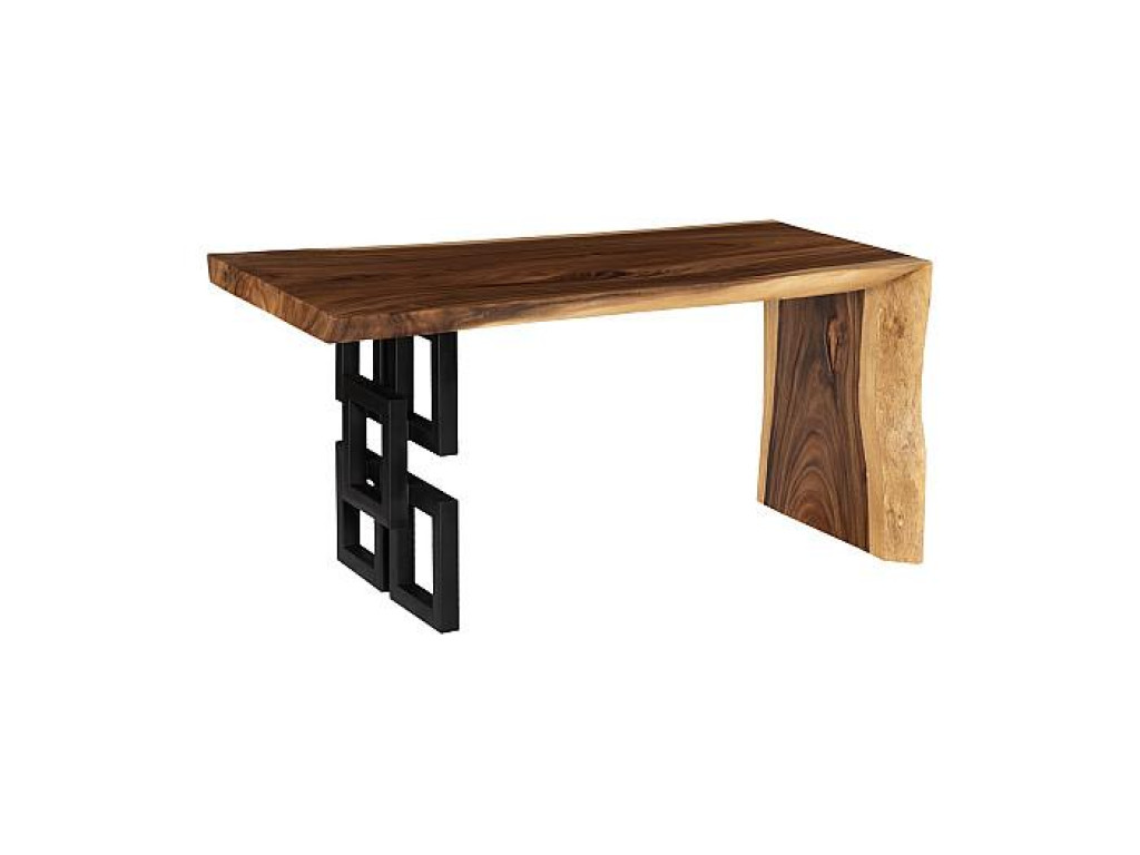 Waterfall Desk, Natural, Satin Black Overlap Leg