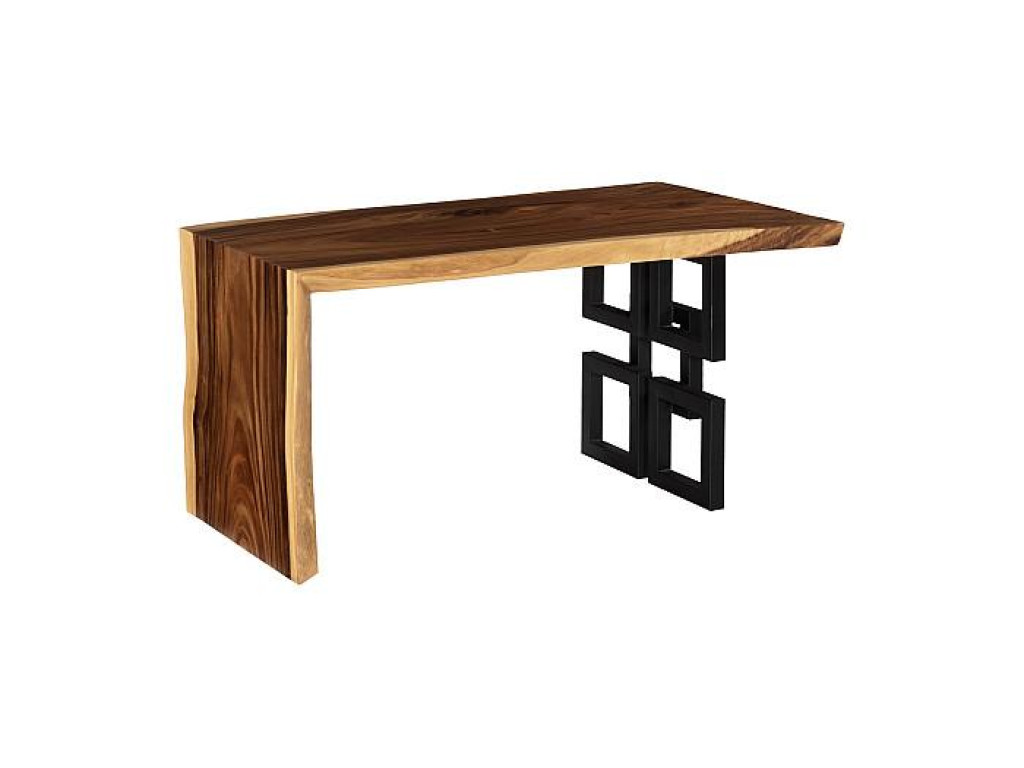 Waterfall Desk, Natural, Satin Black Overlap Leg